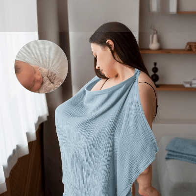 Cape d'allaitement - BreastfeedingCover™ - Bleu Ciel - Maman Voila